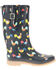 Image #2 - Western Chief Women's Chicken Print Tall Rain Boots - Round Toe, Charcoal, hi-res
