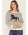 Image #1 - Originality Women's Horse Pleated Sweater, Black, hi-res