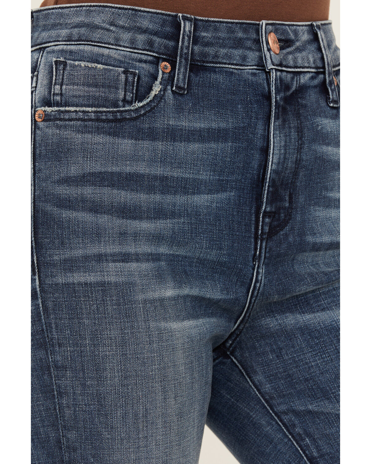 Image #2 - Mia and Moss Women's Kentucky Blues Medium Wash High Rise Flare Stretch Jeans, Medium Wash, hi-res