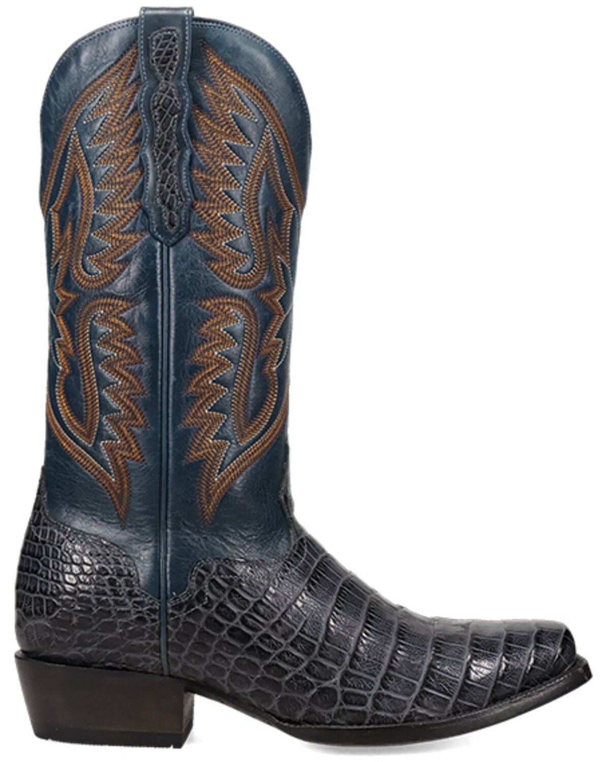Image #2 - El Dorado Men's Nile Exotic Crocodile Western Boots - Square Toe, Blue, hi-res