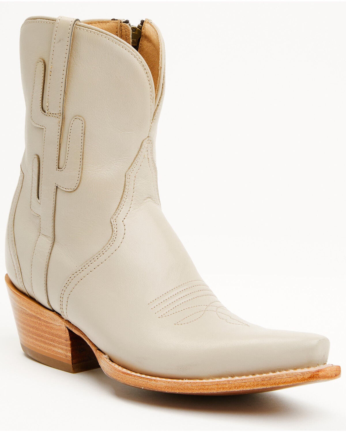 Lucchese Women's Cactus Western Booties - Snip Toe, Cream, hi-res