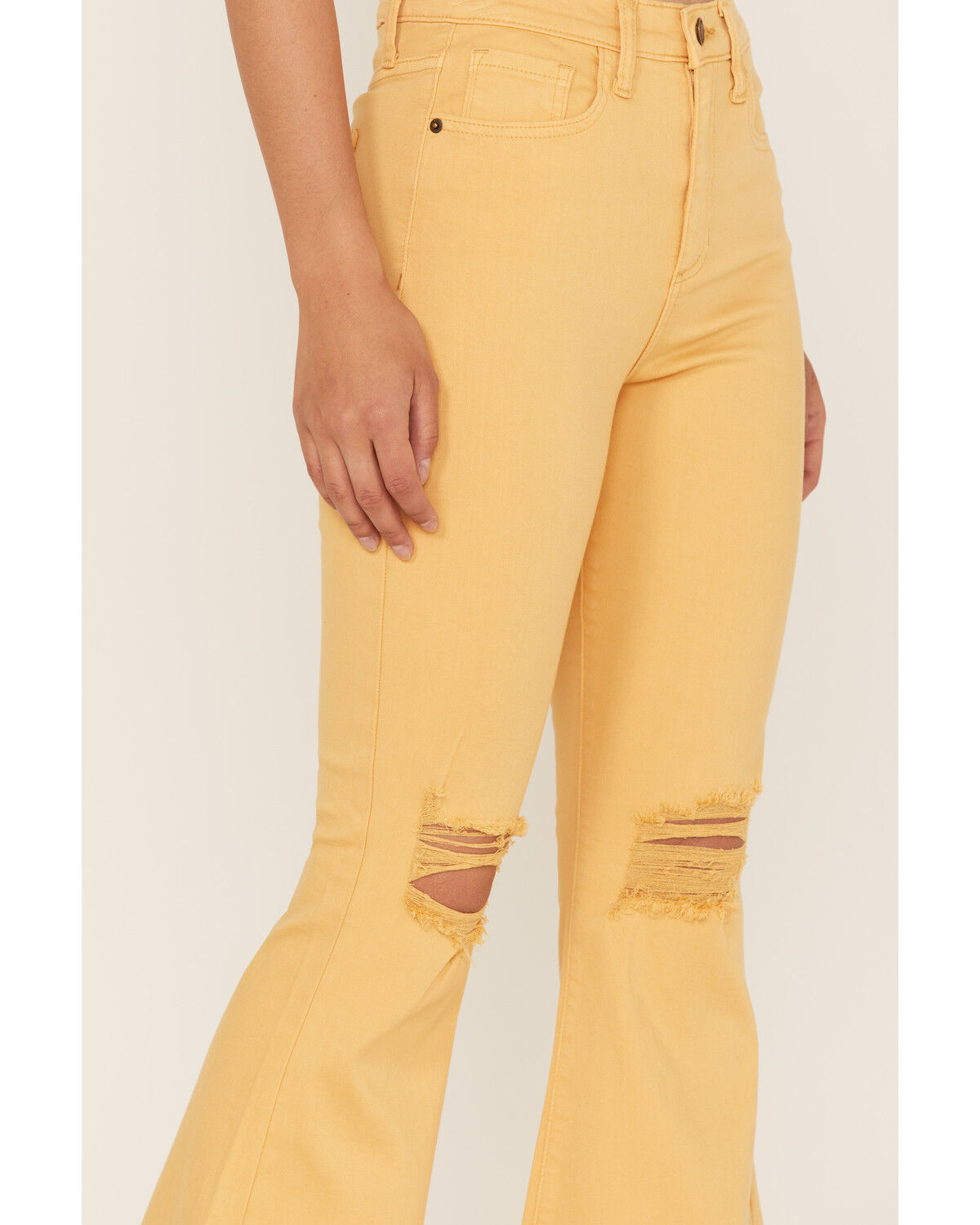 Image #2 - Sneak Peek Women's High Rise Distressed Flare Jeans, , hi-res