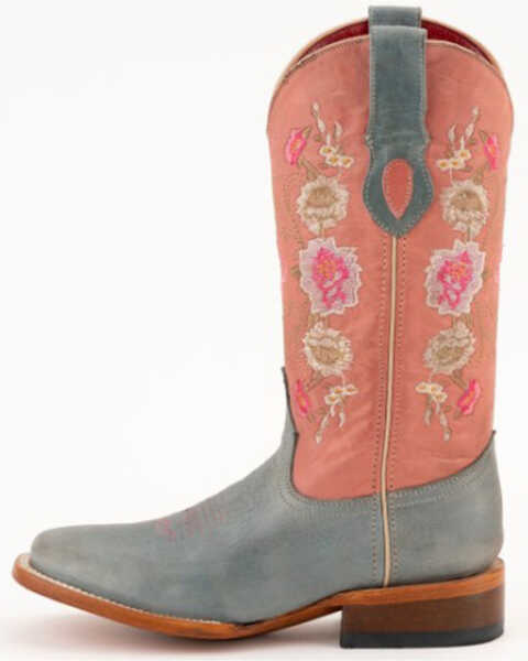 Image #3 - Ferrini Women's Lilah Embroidered Floral Western Boots - Square Toe, Blue, hi-res