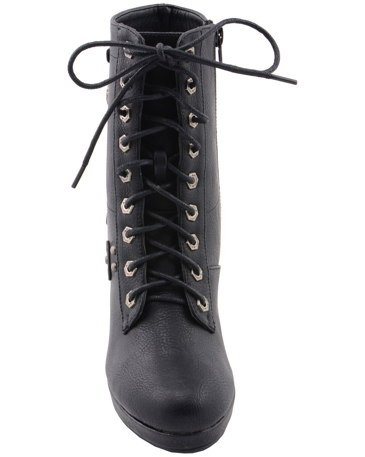 Image #5 - Milwaukee Leather Women's Lace Toe Toe Platform Boots - Round Toe, Black, hi-res