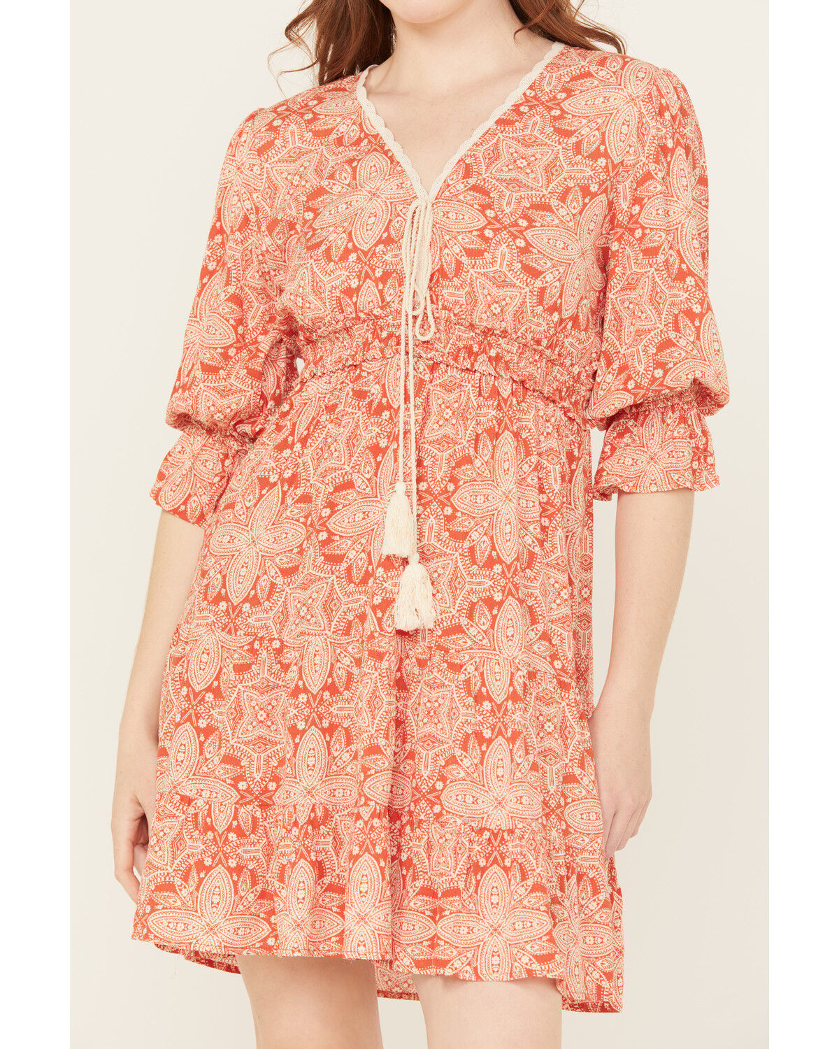 Image #3 - Wild Moss Women's Medallion Print Mini Dress, Rust Copper, hi-res