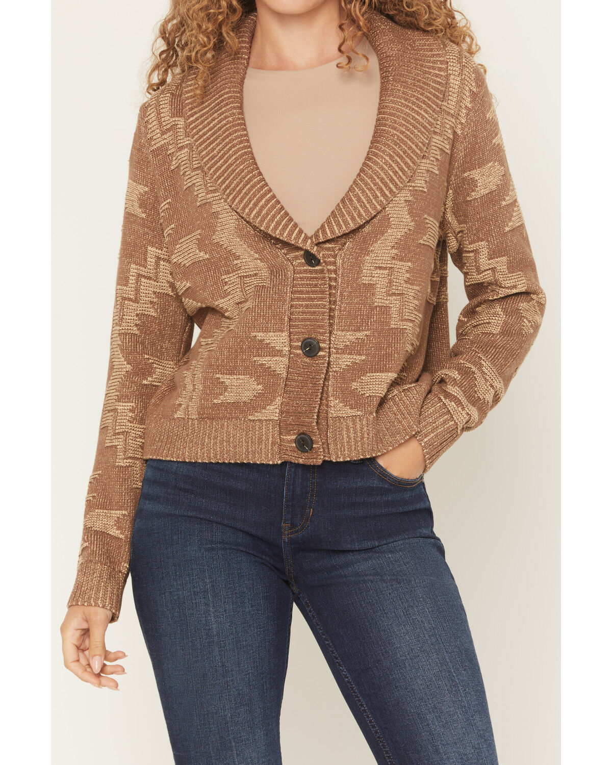 Image #3 - Pendleton Women's Textured Cardigan, Brown, hi-res
