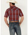 Image #4 - Ely Walker Men's Plaid Print Short Sleeve Pearl Snap Western Shirt - Tall , Red, hi-res