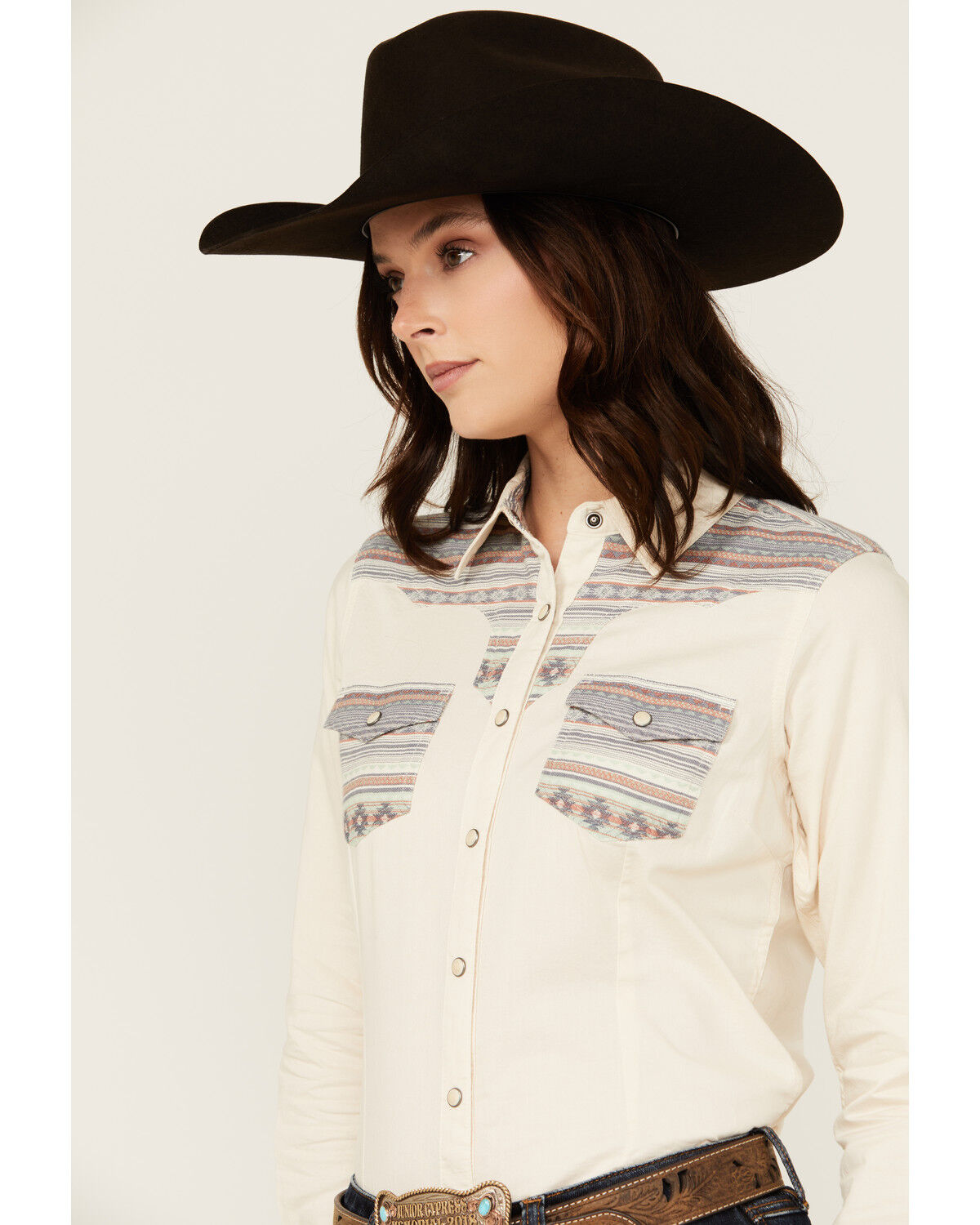 Image #2 - Ariat X Sendero Women's Striped Long Sleeve Snap Western Shirt, Sand, hi-res