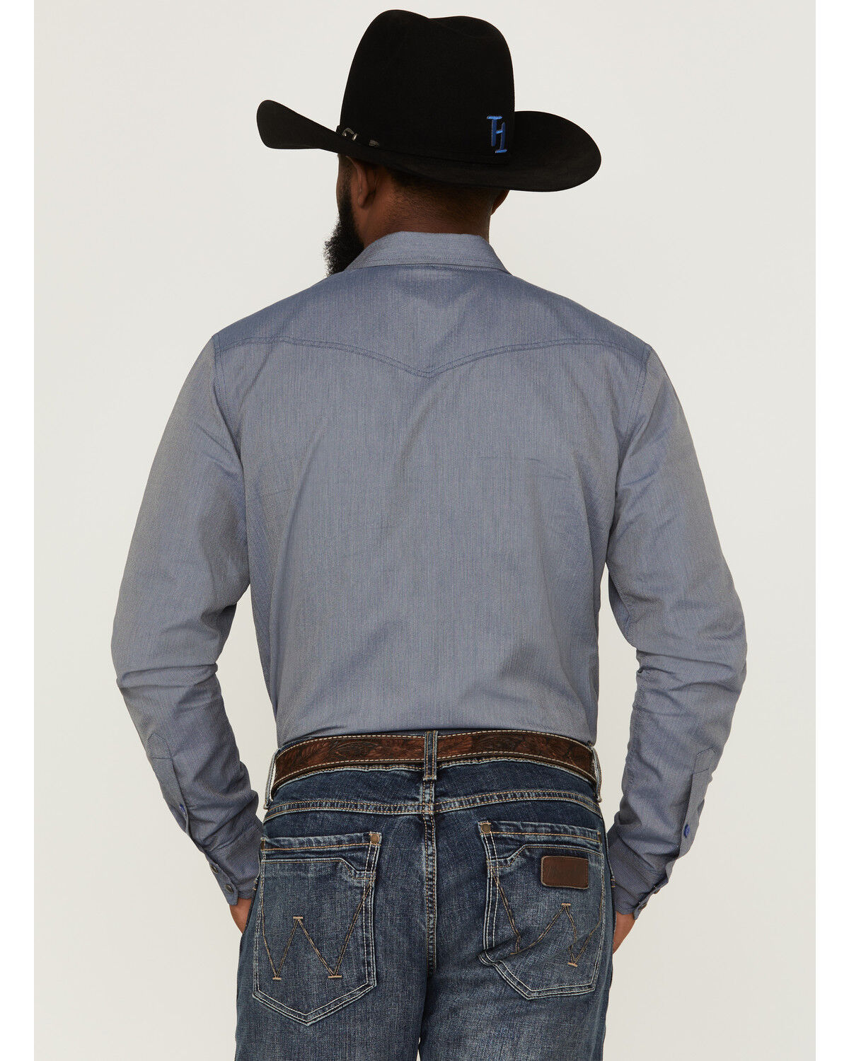Image #4 - Kimes Ranch Men's Tucson Solid Herringbone Snap Western Shirt, Indigo, hi-res