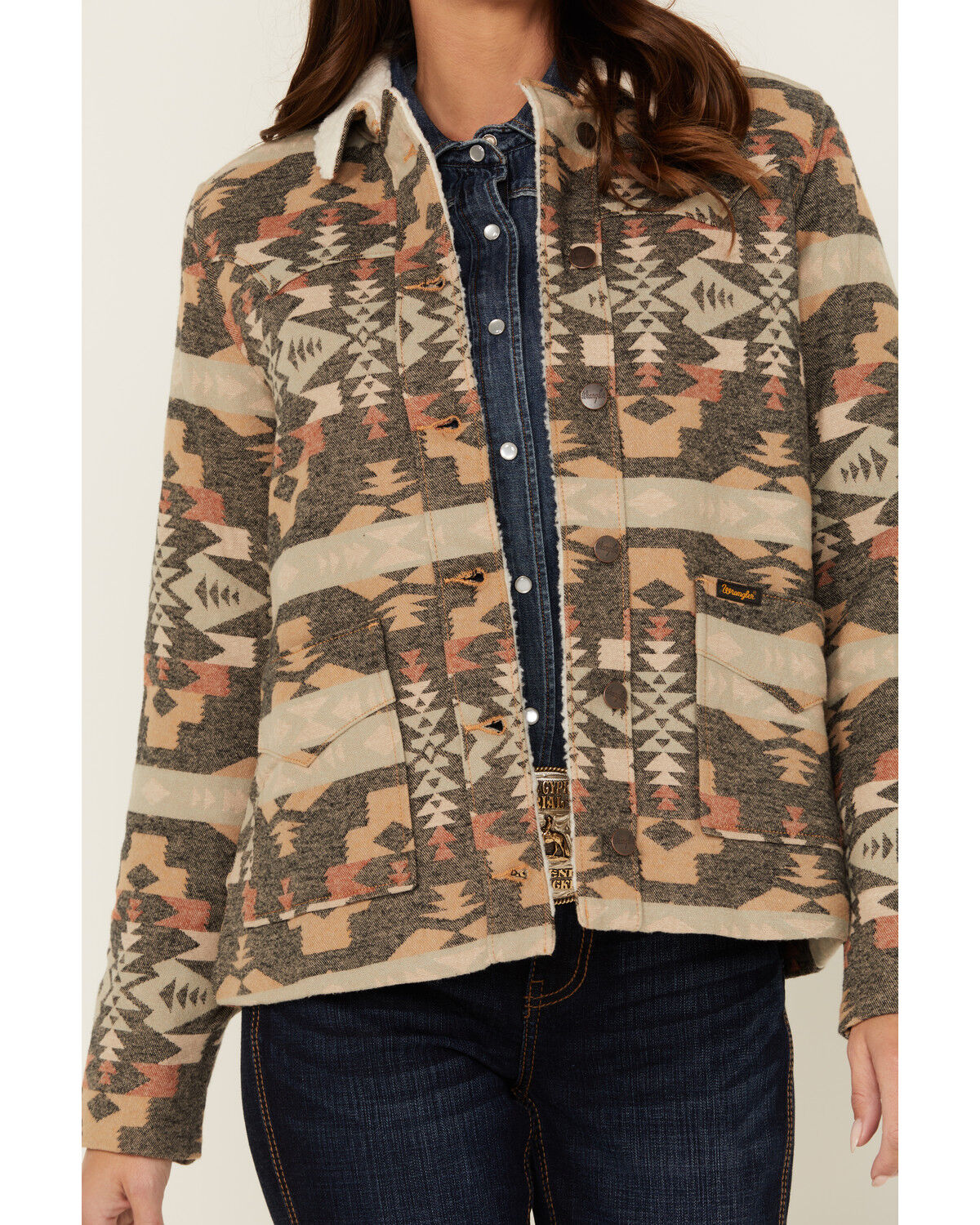 Image #3 - Wrangler Women's Southwestern Print Jacket, Grey, hi-res