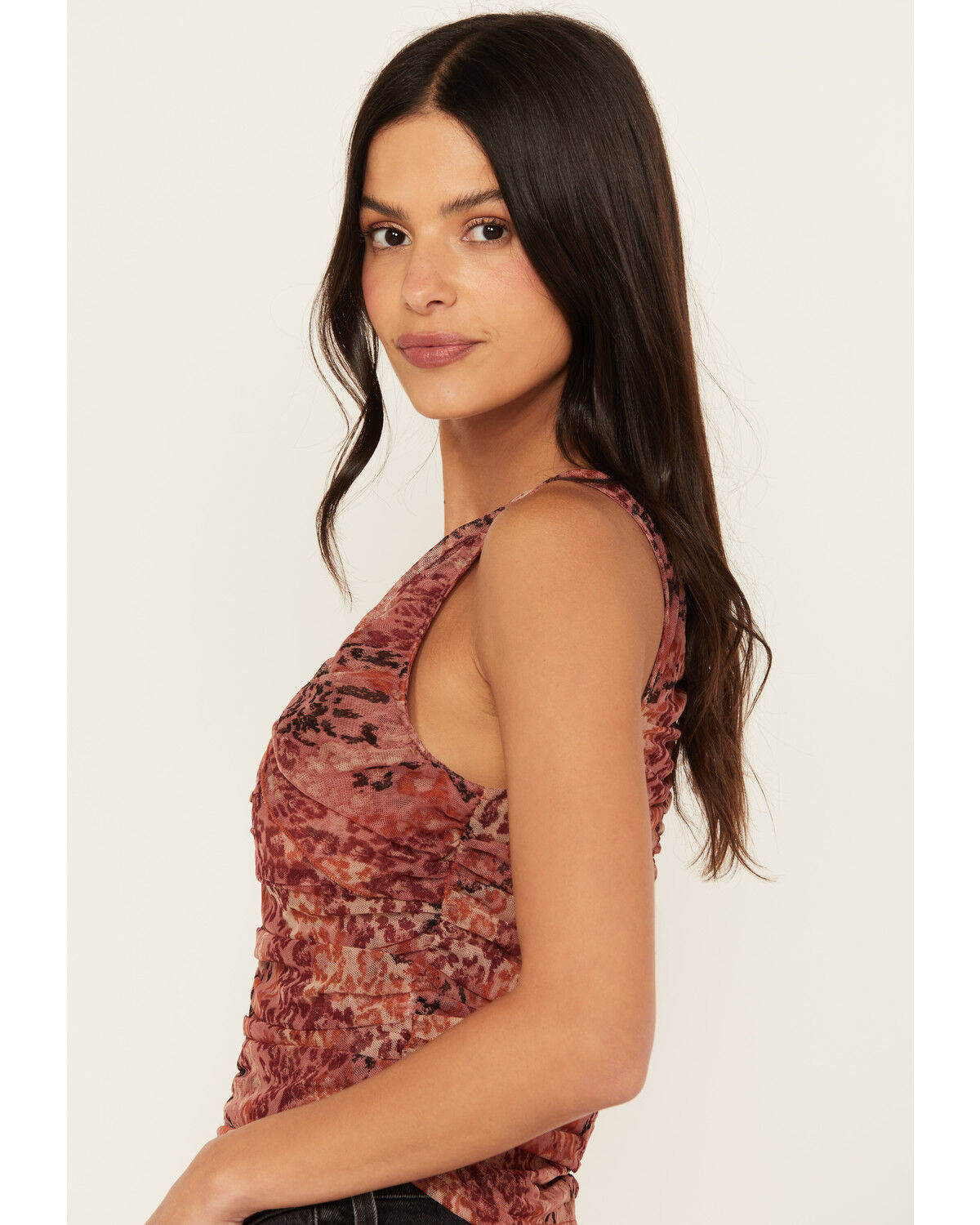 Image #2 - Beyond The Radar Women's Animal Print Mesh Tank, Rust Copper, hi-res