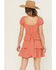 Image #4 - Originality Women's Solid Puff Sleeve Mini Dress, Sienna, hi-res