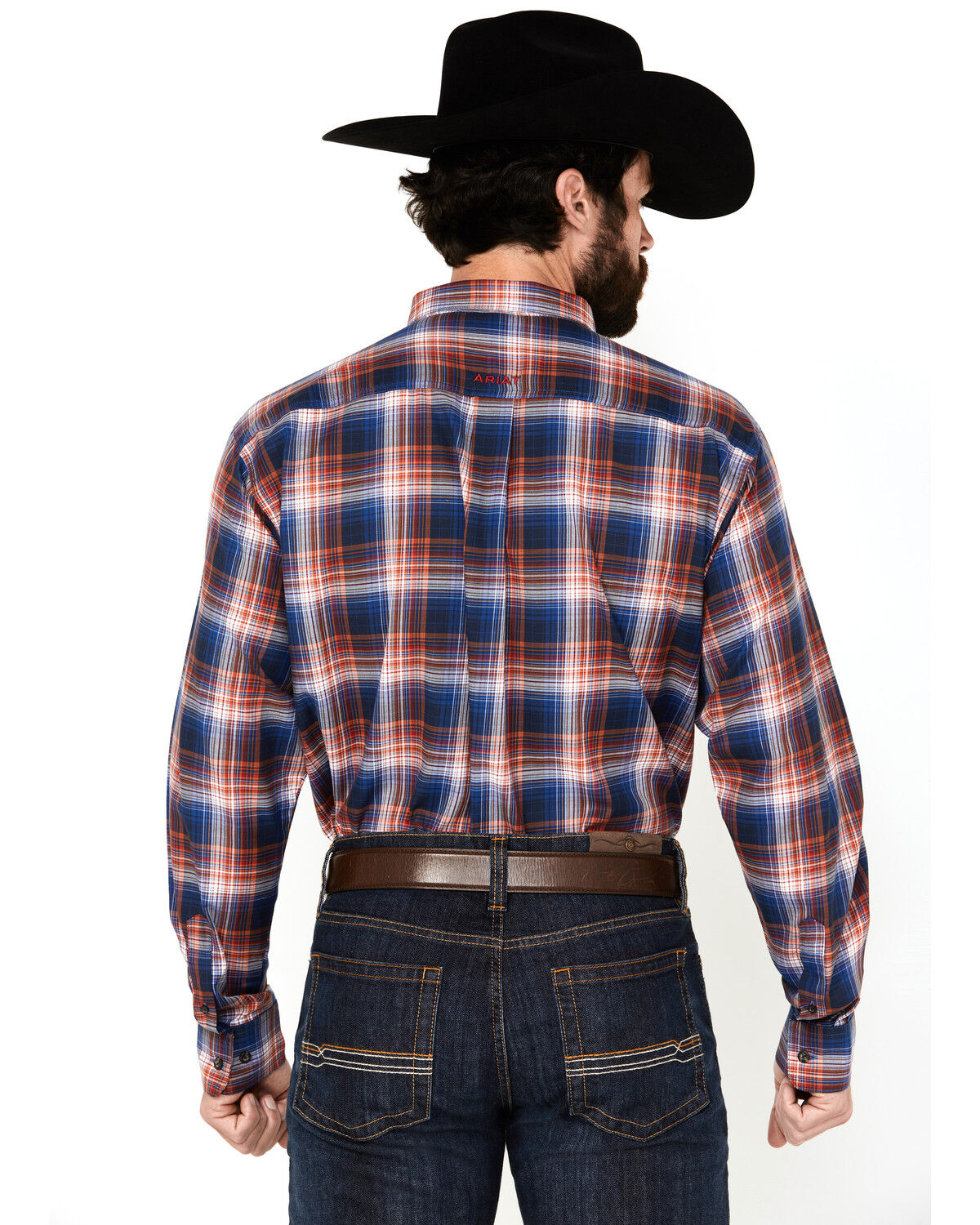 Image #4 - Ariat Men's Boot Barn Exclusive Presly Plaid Print Long Sleeve Button-Down Western Shirt, Blue, hi-res