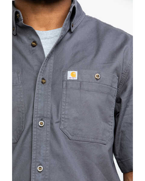Carhartt Men's Rugged Flex Rigby Short Sleeve Work Shirt , Charcoal, hi-res