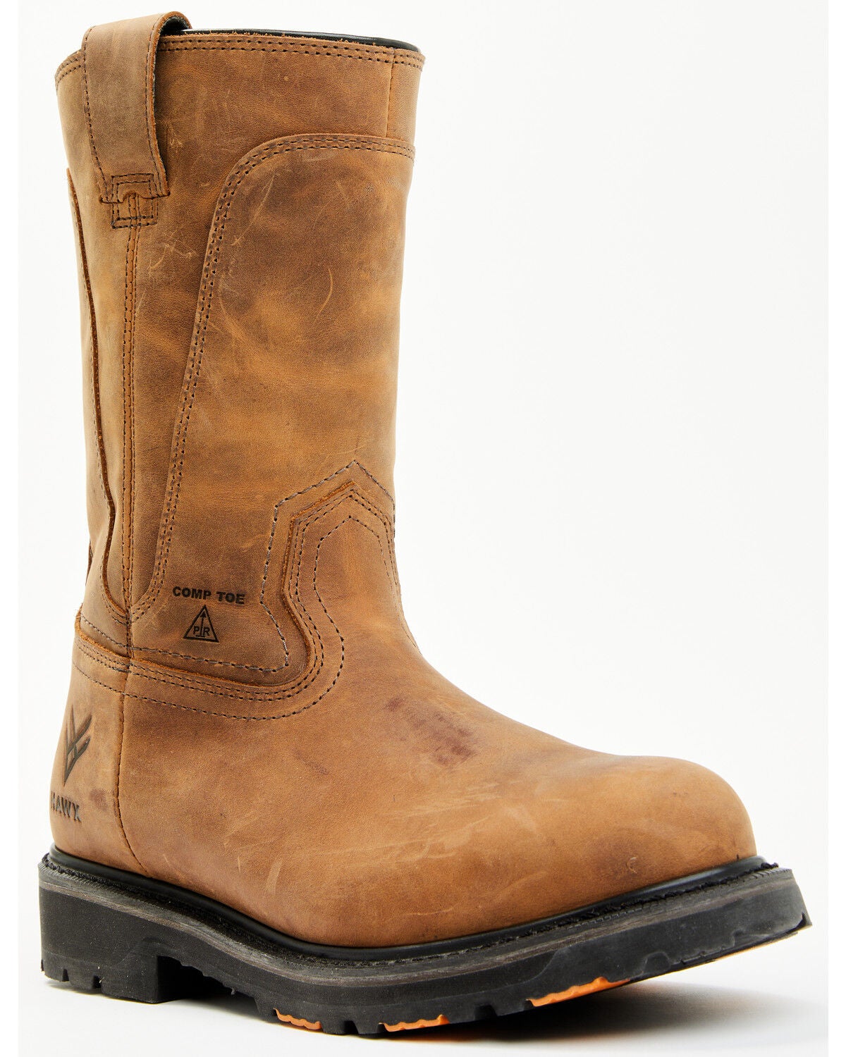 Hawx Men's 11" Industrial Wellington Work Boots - Composite Toe, Brown, hi-res
