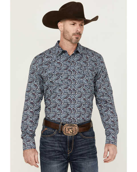 Image #1 - Cody James Men's Refresh Paisley Print Long Sleeve Snap Western Shirt , Red, hi-res