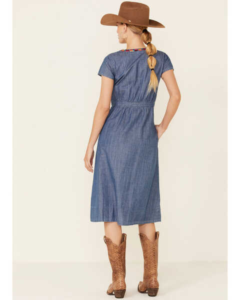 Stetson Women's Embroidered Denim Dress, Blue, hi-res