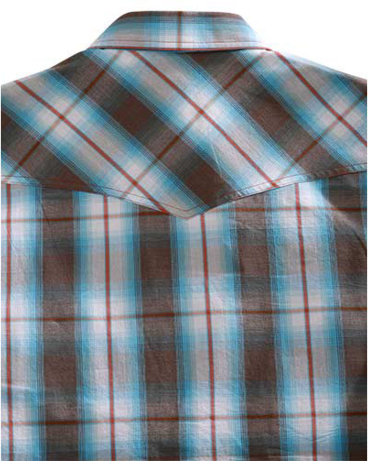 Image #2 - Tin Haul Men’s Turquoise Plaid Short Sleeve Western Shirt, Brown, hi-res