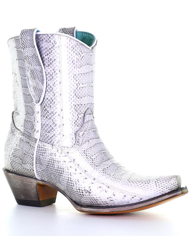 Corral Women's Exotic Snake Skin Western Booties - Snip Toe, Natural, hi-res