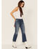 Image #1 - Free People Women's Mid Rise Crop Straight Jeans, Dark Blue, hi-res