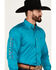 Image #2 - Ariat Men's Team Logo Twill Long Sleeve Button-Down Western Shirt - Tall, Turquoise, hi-res