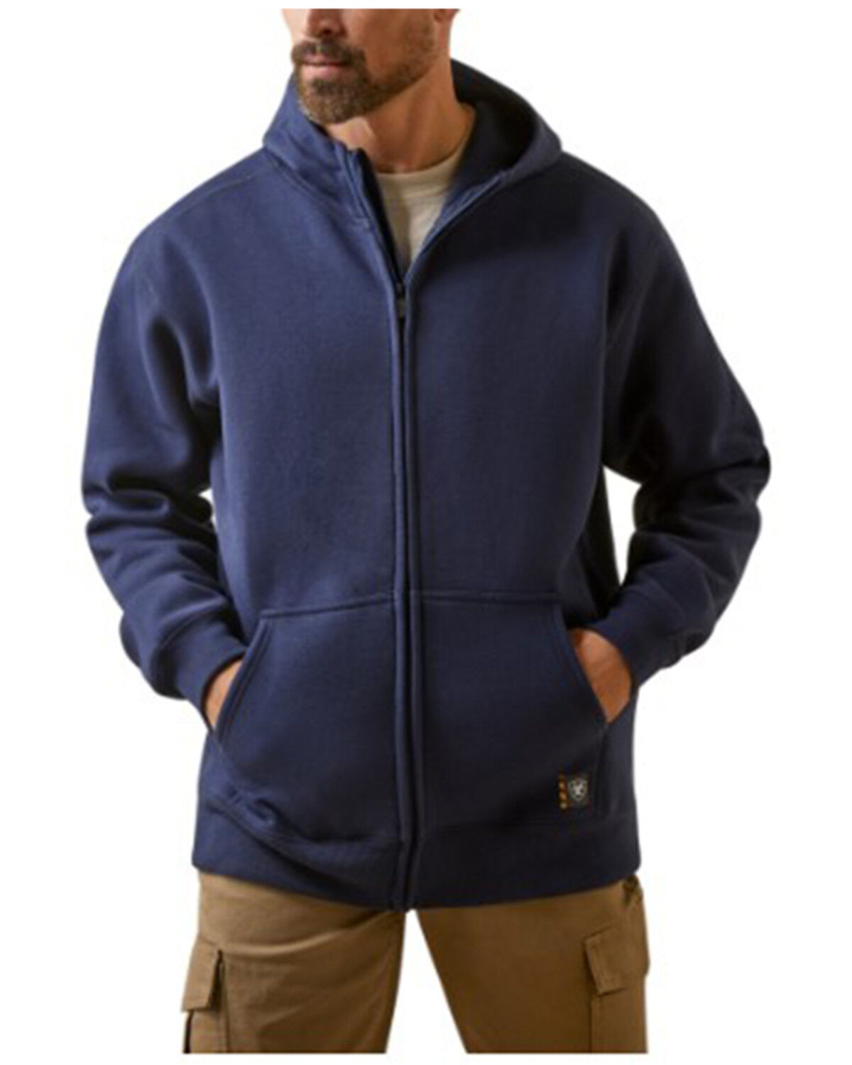 Image #2 - Ariat Men's Rebar Workman Born For This Full Zip Hooded Sweatshirt, Navy, hi-res