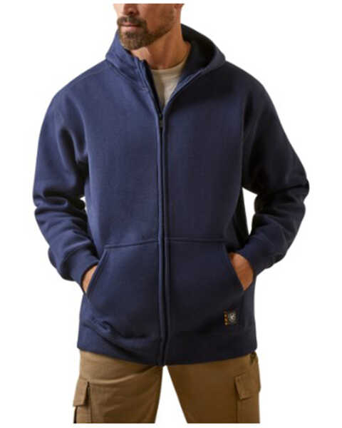 Ariat Men's Rebar Workman Born For This Full Zip Hooded Sweatshirt , Navy, hi-res