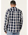 Brothers & Sons Men's Large Plaid Long Sleeve Button Down Western Shirt , Navy, hi-res