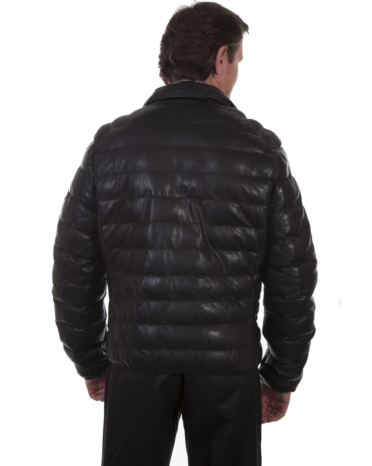 Image #2 - Scully Men's Horizontal Ribbed Leather Jacket, Black, hi-res