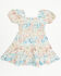 Image #1 - Shyanne Toddler Girls' Floral Print Puff Short Sleeve Midi Dress, Ivory, hi-res
