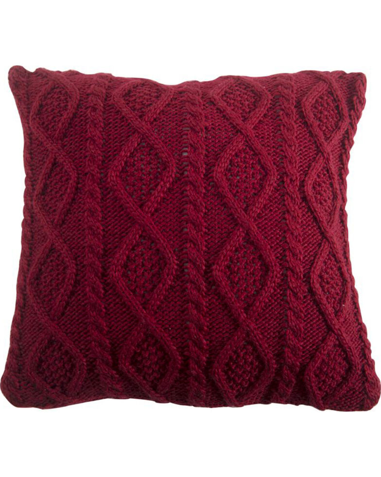 HiEnd Accents Red Cable Knit Pillow , Red, hi-res