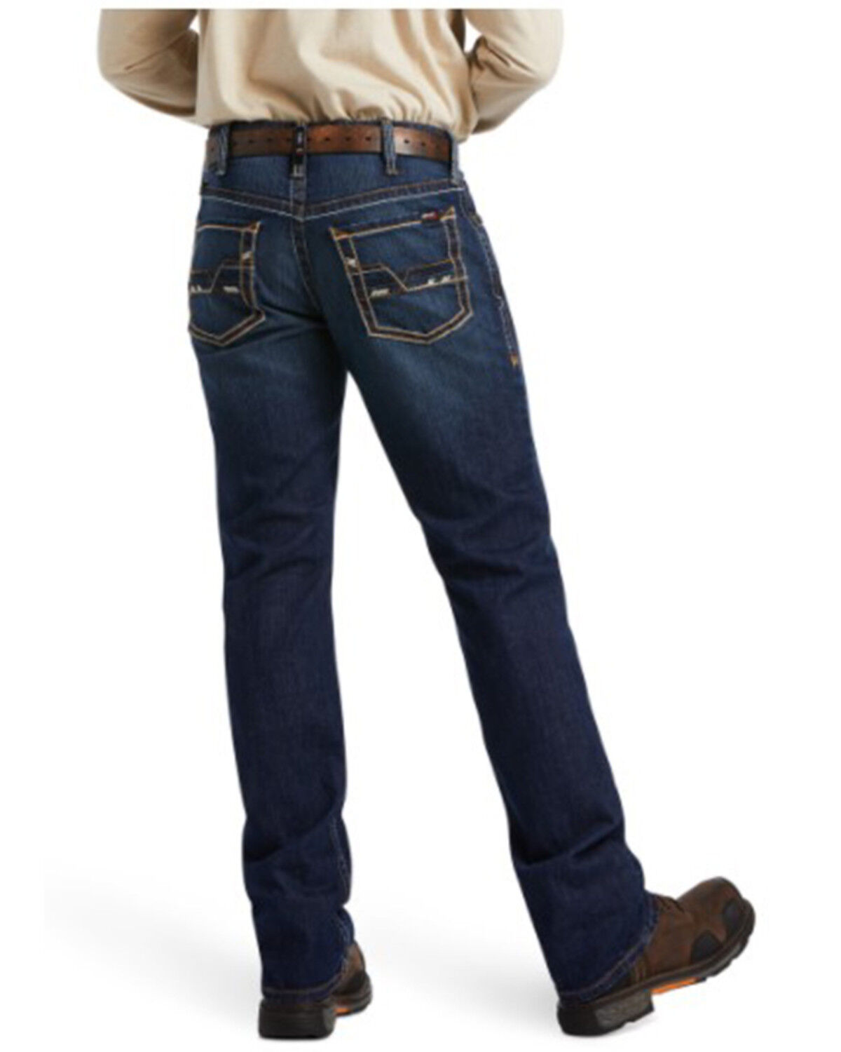 Image #2 - Ariat Men's FR M4 Stillwell Dark Wash Durastretch Relaxed Bootcut Work Jeans - Big, Blue, hi-res