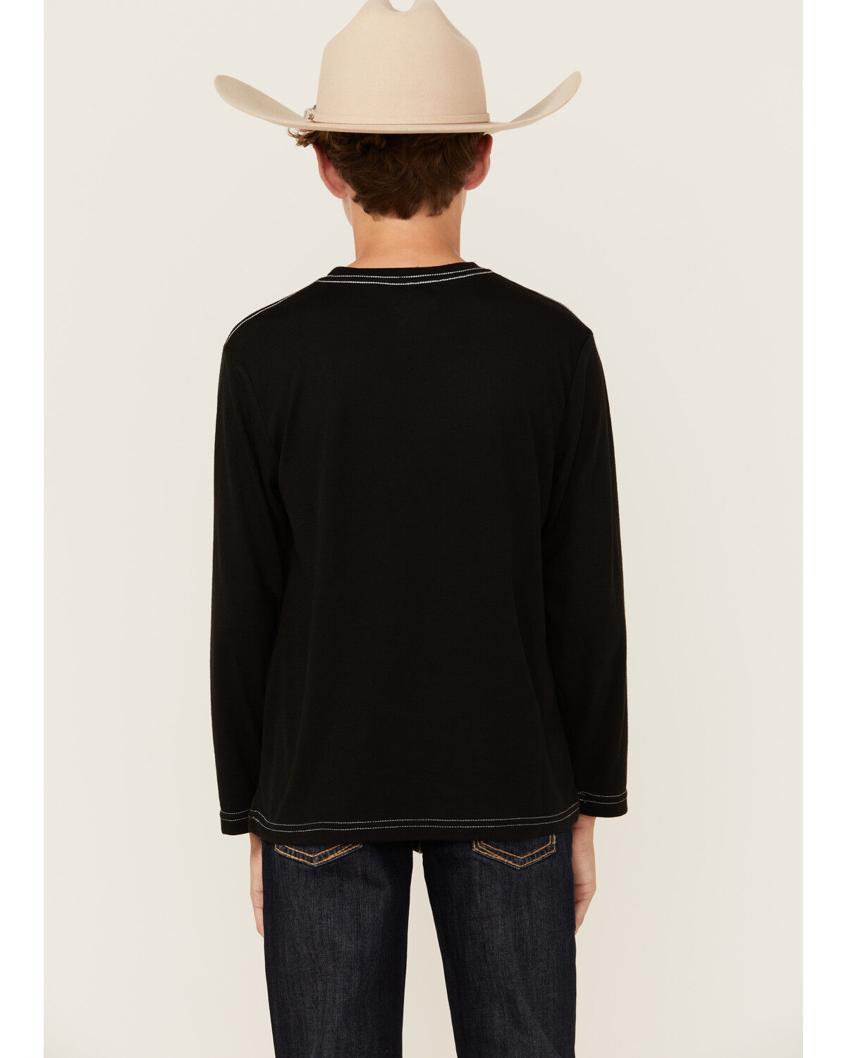 Image #4 - Cowboy Hardware Boys' Triple Barb Ghost Long Sleeve Graphic T-Shirt, Black, hi-res