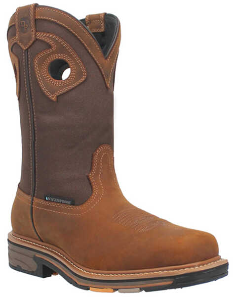 Image #1 - Dan Post Men's 11" Bram Waterproof Work Boots - Broad Square Toe, Brown, hi-res
