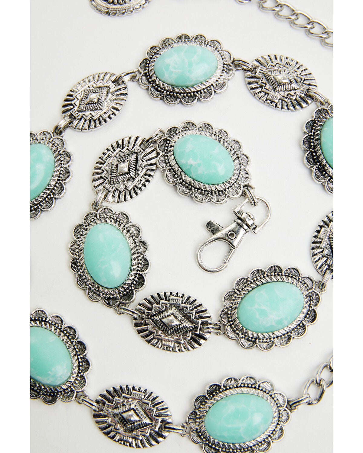 Image #3 - Shyanne Women's Southwestern Stone Chain Belt, Silver, hi-res