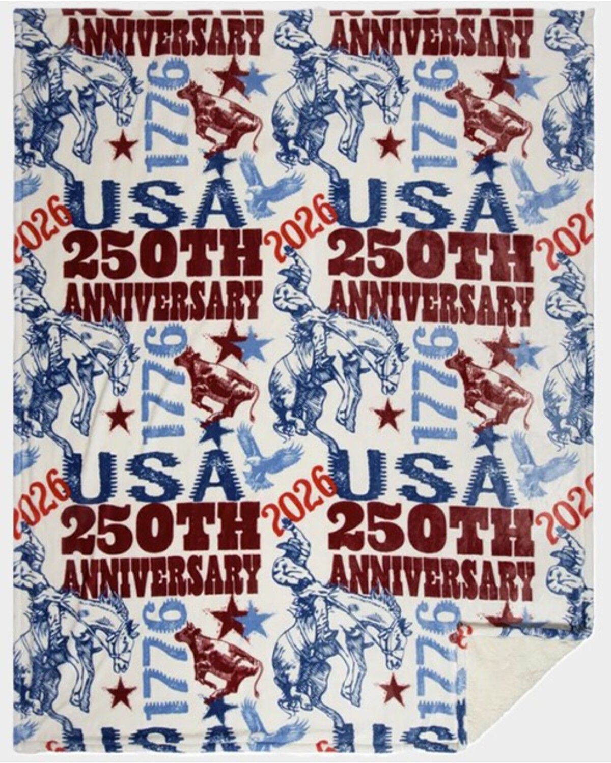 Image #1 - Carstens Home Wrangler America 250 Anniversary Plush Throw Blanket, Multi, hi-res
