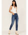 7 For All Mankind Mid Wash Josefina In Formosa Cuffed Skinny Jeans, Blue, hi-res