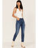 Image #1 - 7 For All Mankind Mid Wash Josefina In Formosa Cuffed Skinny Jeans, Blue, hi-res