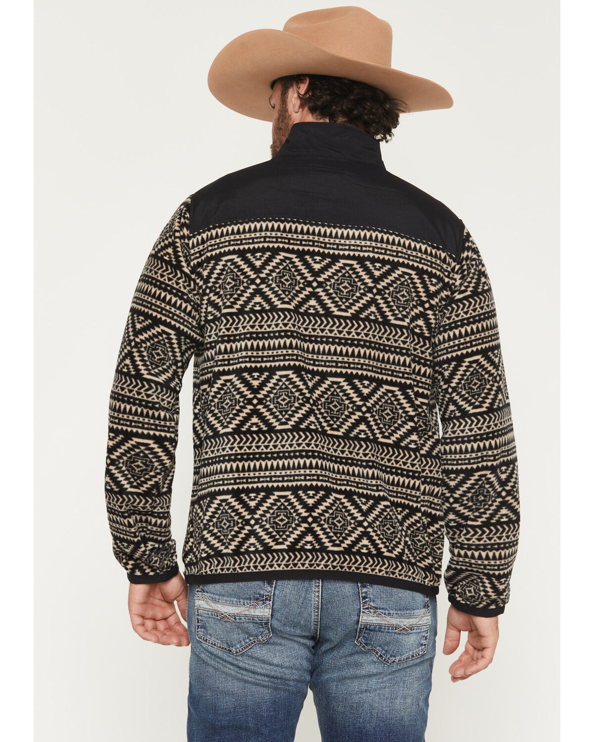 Image #3 - Ariat Men's Basis Southwest 1/4 Zip-Up Fleece Pullover - Tall, Black, hi-res