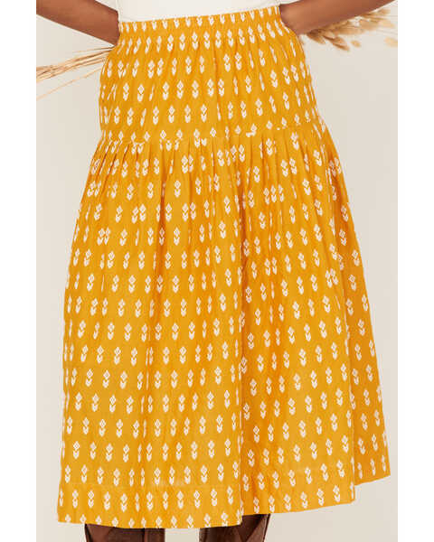 Stetson Women's Southwestern Embroidered Prairie Style Midi Skirt, Yellow, hi-res