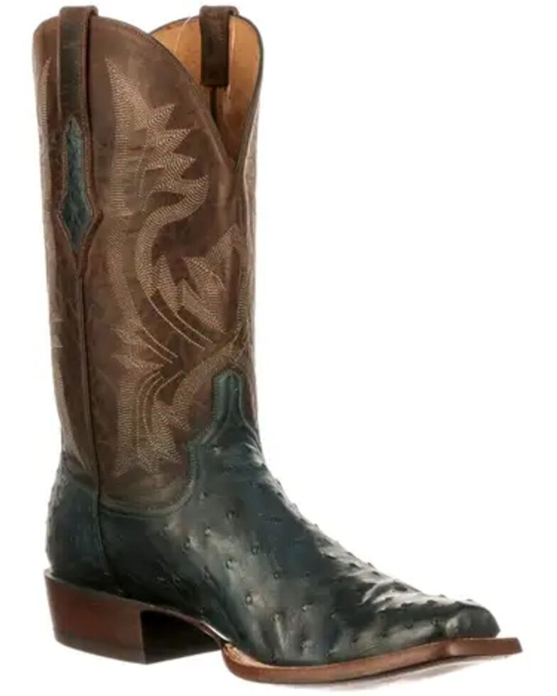 Lucchese Men's Cliff Western Boots - Wide Square Toe, Navy, hi-res