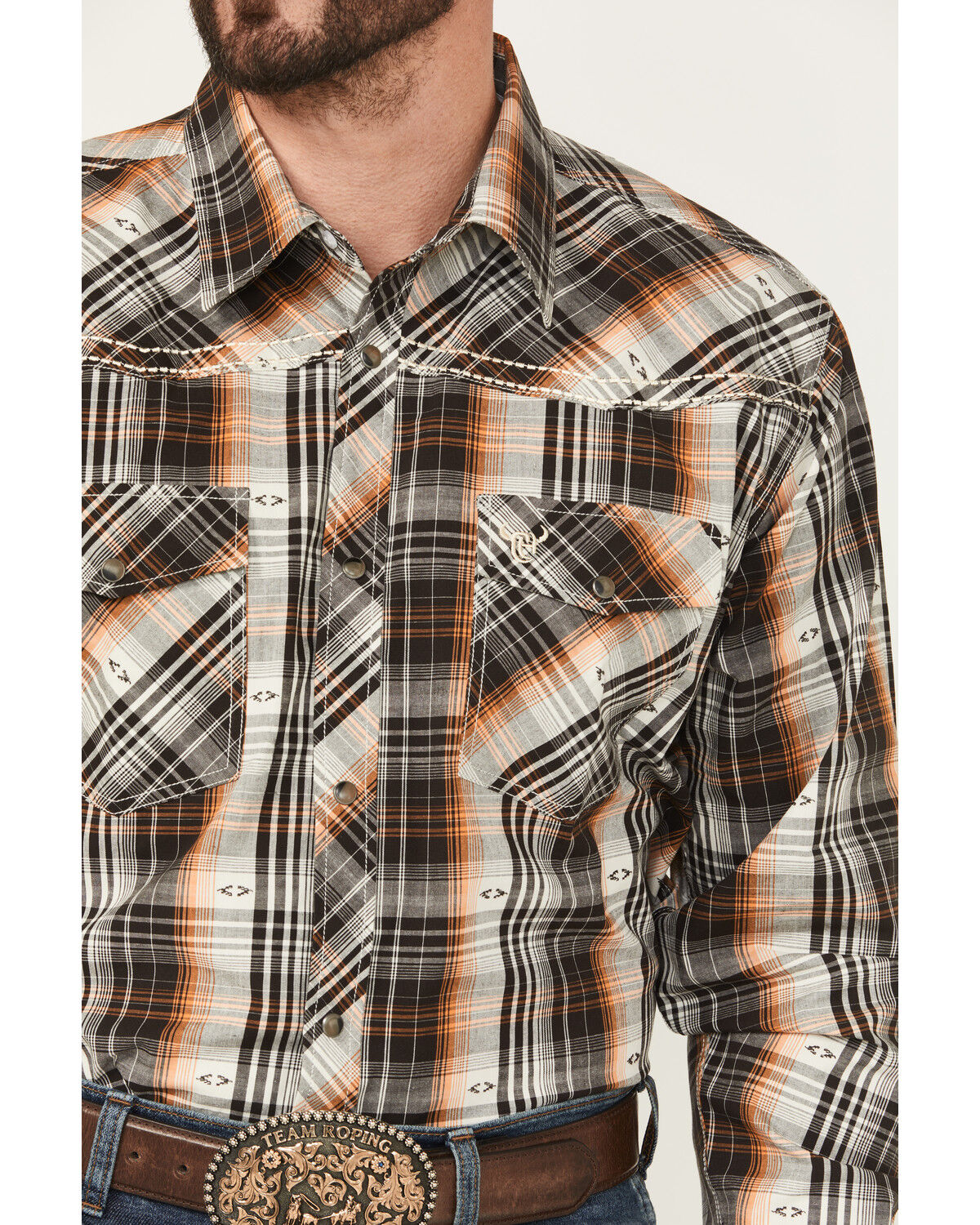 Image #3 - Cowboy Hardware Men's Plaid Print Long Sleeve Snap Stretch Western Shirt, , hi-res