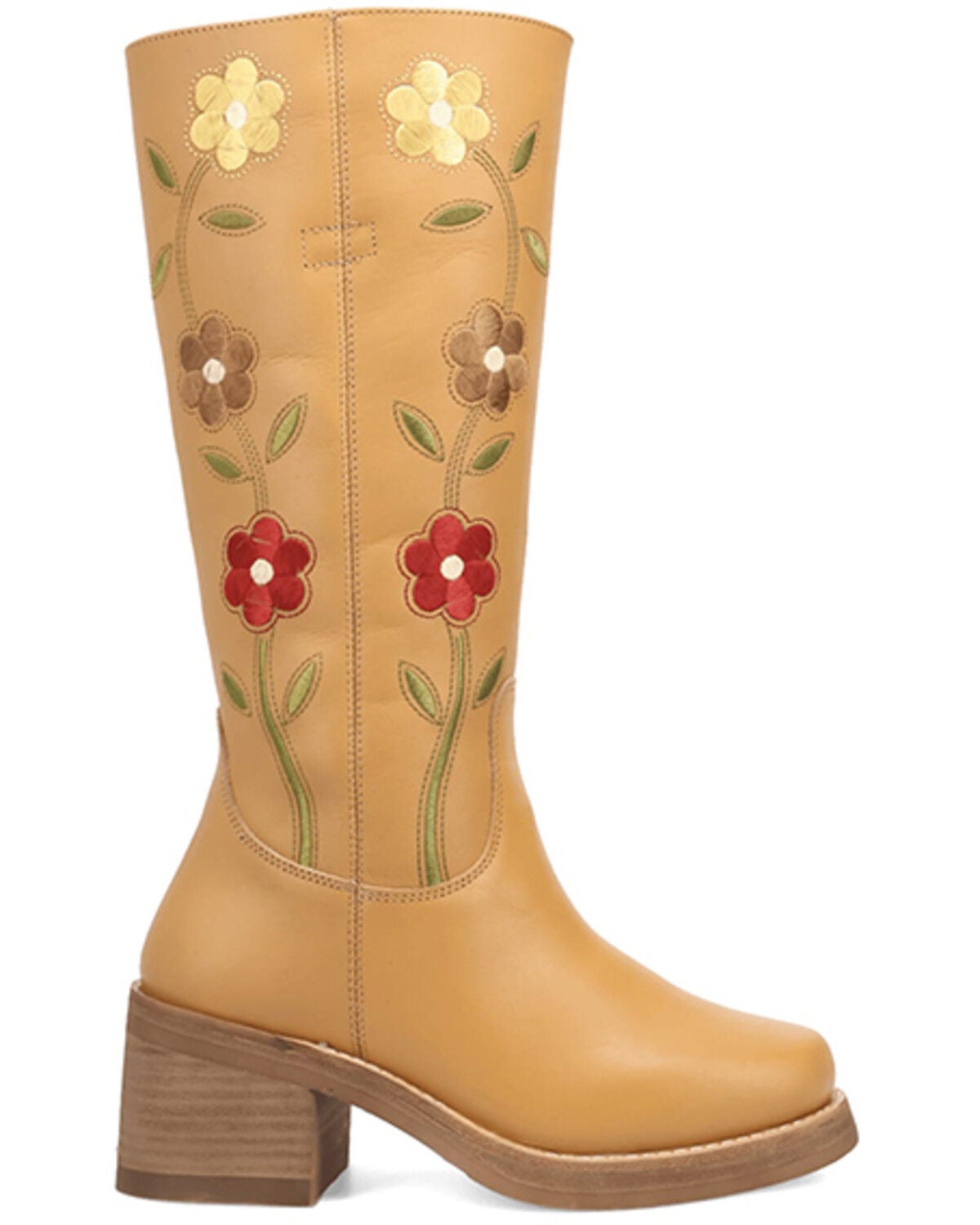 Image #2 - Dingo Women's Floral Bloom Fashion Boots - Round Toe, Tan, hi-res