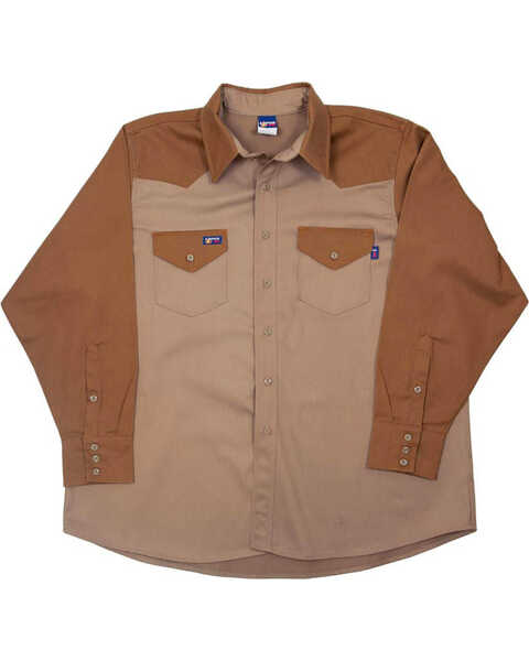 Lapco Men's Long Sleeve Flame Resistant Work Shirt, Beige/khaki, hi-res