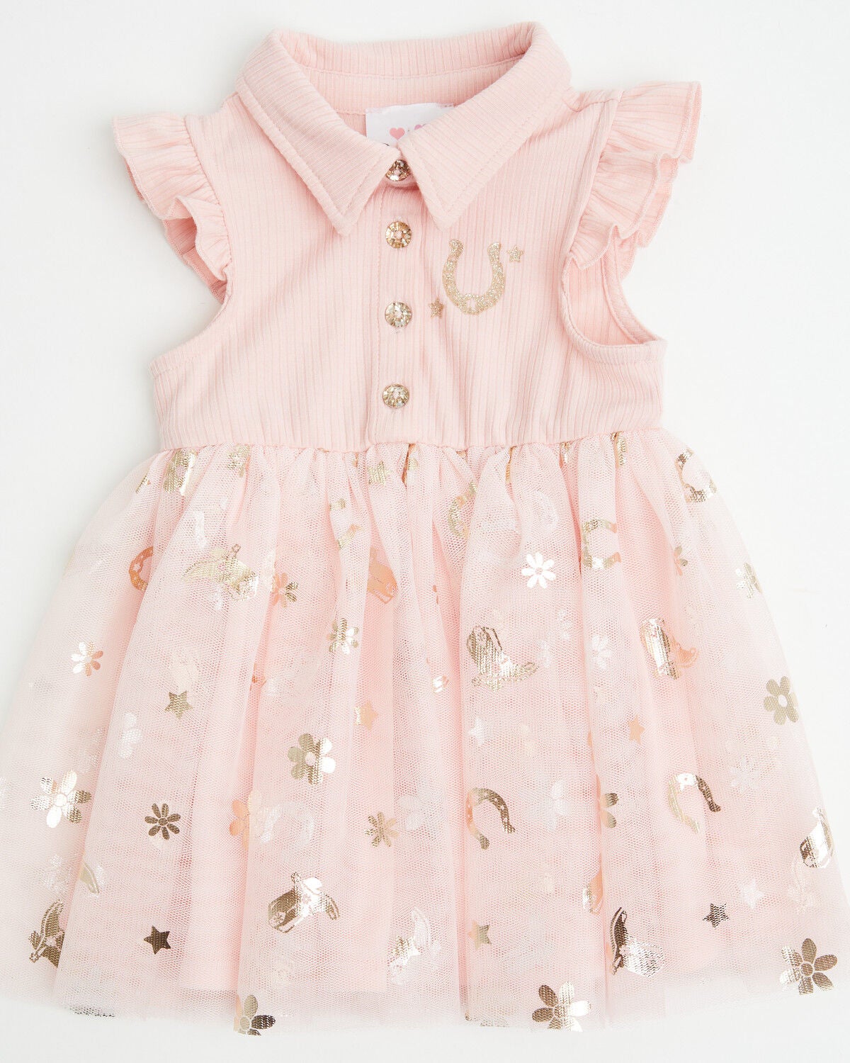 Image #1 - Sugar California Infant Girls' Horseshoe Print Tutu Dress, Pink, hi-res