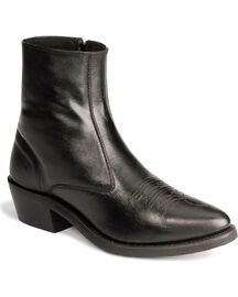 Old West Zipper Western Ankle Boots, Black, hi-res