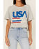 Show Me Your Mumu Women's USA Star Jimmy Cropped Tee, Heather Grey, hi-res