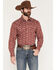 Image #1 - Panhandle Slim Men's Southwestern Print Long Sleeve Snap Stretch Western Shirt, Red, hi-res