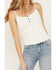 Cleo + Wolf Women's Rib Knit Henley Tank, Cream, hi-res