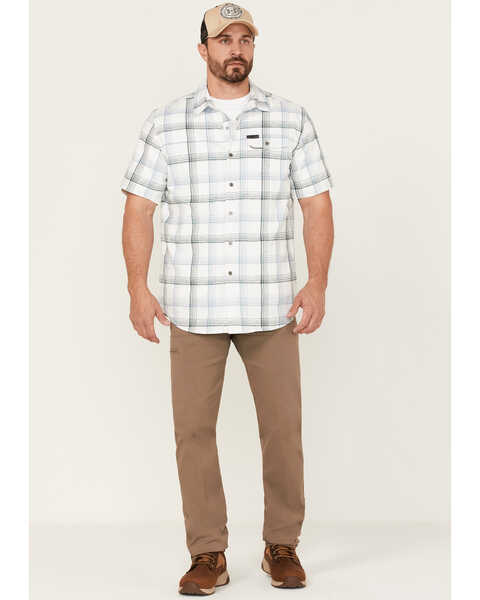 Image #2 - ATG by Wrangler Men's All-Terrain Hemp Utility Plaid Denim Short Sleeve Shirt , Blue, hi-res
